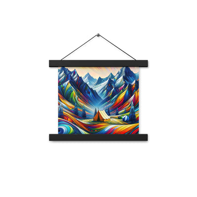 Surreale Alpen in abstrakten Farben, dynamische Formen der Landschaft - Premium Poster mit Aufhängung camping xxx yyy zzz 25.4 x 25.4 cm