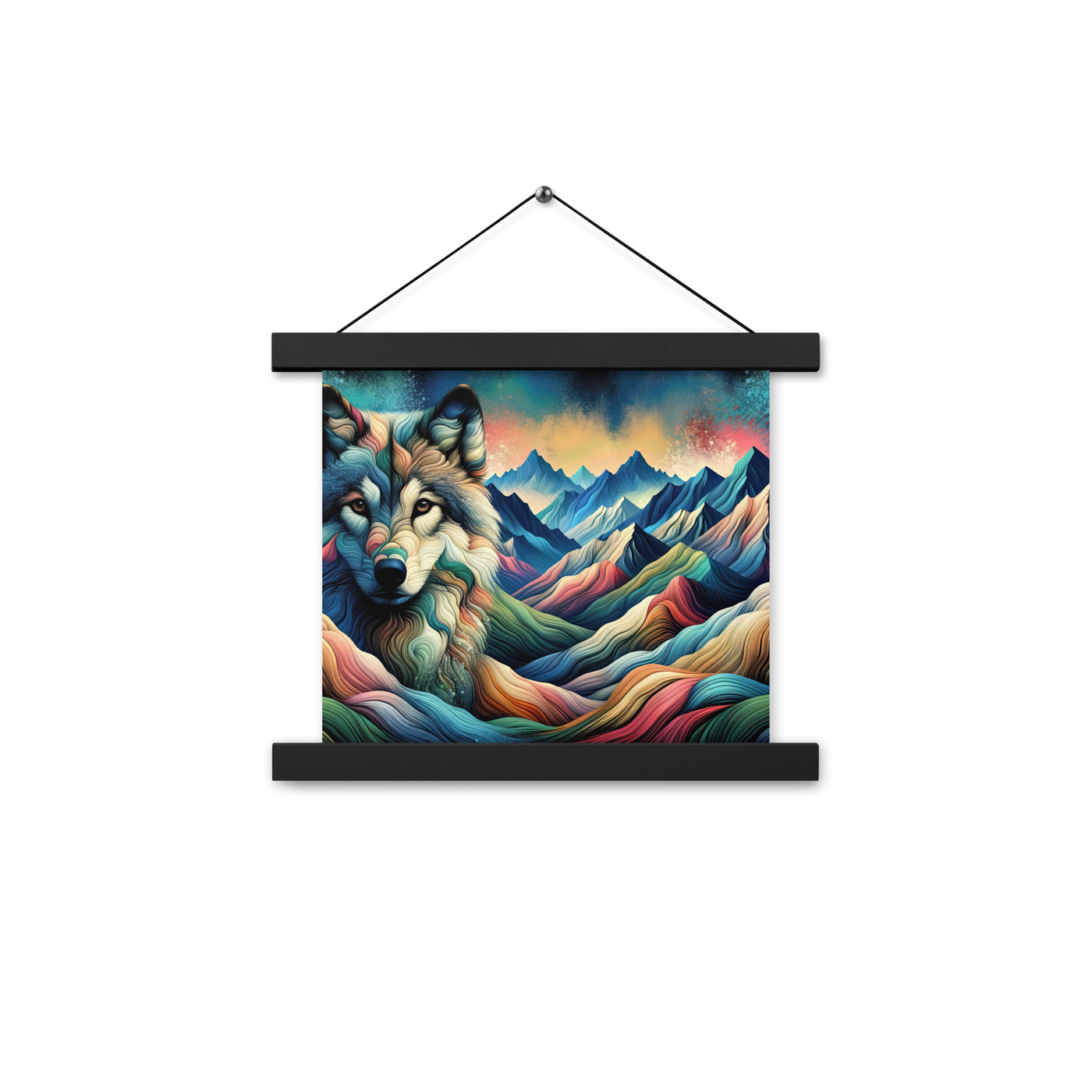 Traumhaftes Alpenpanorama mit Wolf in wechselnden Farben und Mustern (AN) - Premium Poster mit Aufhängung xxx yyy zzz 25.4 x 25.4 cm