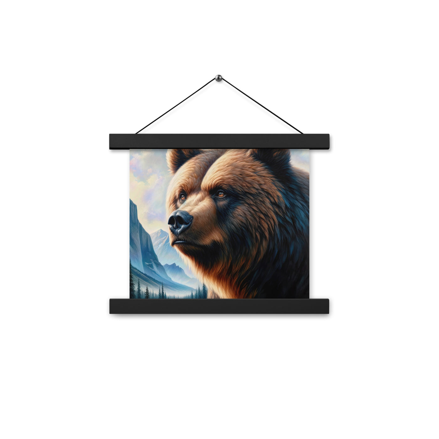 Ölgemälde, das das Gesicht eines starken realistischen Bären einfängt. Porträt - Premium Poster mit Aufhängung camping xxx yyy zzz 25.4 x 25.4 cm