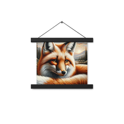 Ölgemälde eines nachdenklichen Fuchses mit weisem Blick - Premium Poster mit Aufhängung camping xxx yyy zzz 25.4 x 25.4 cm
