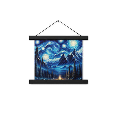 Sternennacht-Stil Ölgemälde der Alpen, himmlische Wirbelmuster - Premium Poster mit Aufhängung berge xxx yyy zzz 25.4 x 25.4 cm