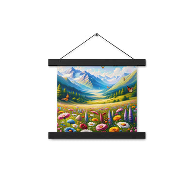 Ölgemälde einer ruhigen Almwiese, Oase mit bunter Wildblumenpracht - Premium Poster mit Aufhängung camping xxx yyy zzz 25.4 x 25.4 cm