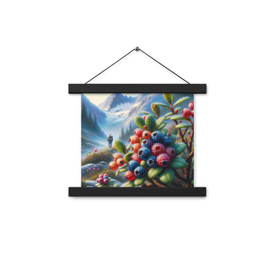 Ölgemälde einer Nahaufnahme von Alpenbeeren in satten Farben und zarten Texturen - Premium Poster mit Aufhängung wandern xxx yyy zzz 25.4 x 25.4 cm