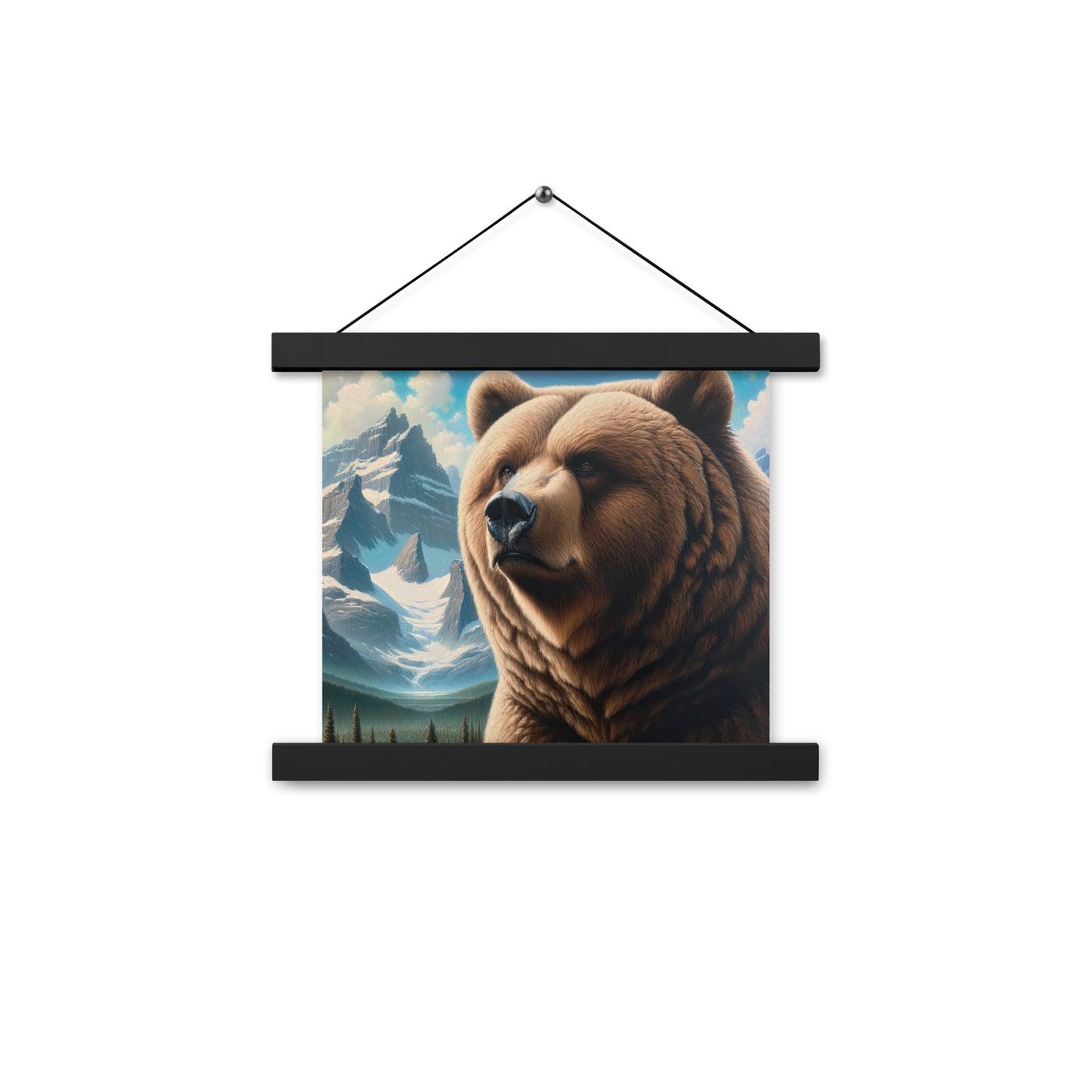 Realistisches Ölgemälde eines männlichen Bären in den Bergen mit Fokus auf Stärke und Schärfe - Enhanced Matte Paper Poster With Hanger camping xxx yyy zzz 25.4 x 25.4 cm