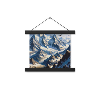Ölgemälde der Alpen mit hervorgehobenen zerklüfteten Geländen im Licht und Schatten - Premium Poster mit Aufhängung berge xxx yyy zzz 25.4 x 25.4 cm
