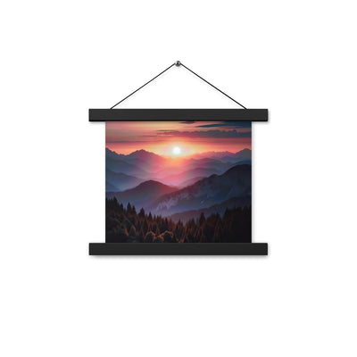 Foto der Alpenwildnis beim Sonnenuntergang, Himmel in warmen Orange-Tönen - Premium Poster mit Aufhängung berge xxx yyy zzz 25.4 x 25.4 cm