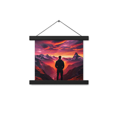 Foto der Schweizer Alpen im Sonnenuntergang, Himmel in surreal glänzenden Farbtönen - Premium Poster mit Aufhängung wandern xxx yyy zzz 25.4 x 25.4 cm
