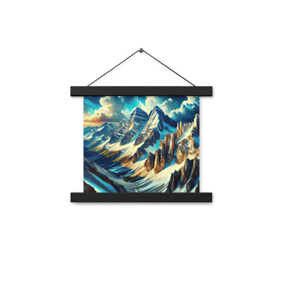 Majestätische Alpen in zufällig ausgewähltem Kunststil - Premium Poster mit Aufhängung berge xxx yyy zzz 25.4 x 25.4 cm