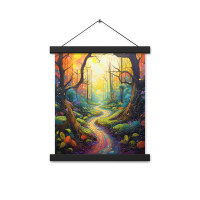 Wald und Wanderweg - Bunte, farbenfrohe Malerei - Premium Poster mit Aufhängung camping xxx 27.9 x 35.6 cm