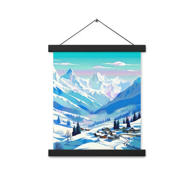 Berge und Schnee - Landschaft - Premium Poster mit Aufhängung ski xxx 27.9 x 35.6 cm