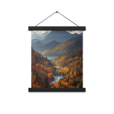 Berge, Wald und Nebel - Malerei - Premium Poster mit Aufhängung berge xxx 27.9 x 35.6 cm