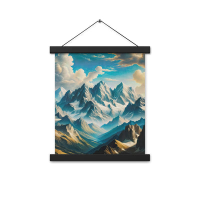 Ein Gemälde von Bergen, das eine epische Atmosphäre ausstrahlt. Kunst der Frührenaissance - Premium Poster mit Aufhängung berge xxx yyy zzz 27.9 x 35.6 cm