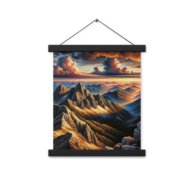 Alpen in Abenddämmerung: Acrylgemälde mit beleuchteten Berggipfeln - Premium Poster mit Aufhängung berge xxx yyy zzz 27.9 x 35.6 cm