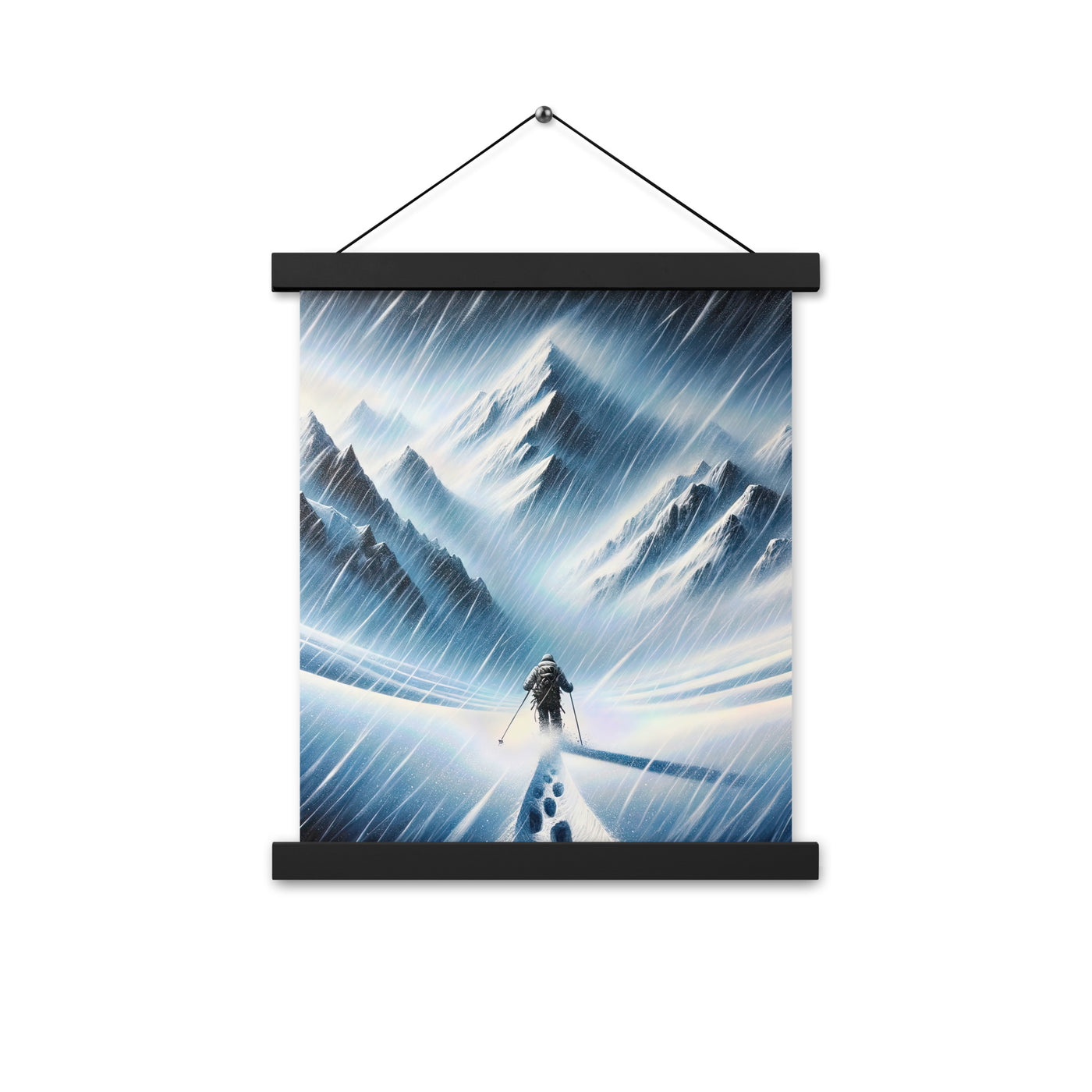 Wanderer und Bergsteiger im Schneesturm: Acrylgemälde der Alpen - Premium Poster mit Aufhängung wandern xxx yyy zzz 27.9 x 35.6 cm