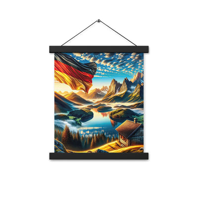 Alpen Gebirge im Morgenlicht: Kunstwerk mit Deutsche Flagge - Premium Poster mit Aufhängung berge xxx yyy zzz 27.9 x 35.6 cm