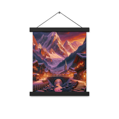 Magische Alpenstunde: Digitale Kunst mit warmem Himmelsschein über schneebedeckte Berge - Premium Poster mit Aufhängung berge xxx yyy zzz 27.9 x 35.6 cm