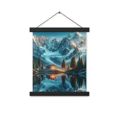 Stille Alpenmajestätik: Digitale Kunst mit Schnee und Bergsee-Spiegelung - Premium Poster mit Aufhängung berge xxx yyy zzz 27.9 x 35.6 cm
