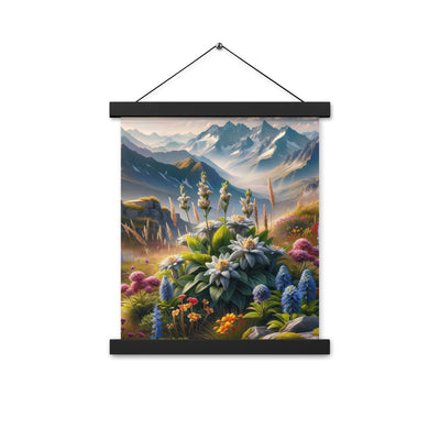 Alpine Flora: Digitales Kunstwerk mit lebendigen Blumen - Premium Poster mit Aufhängung berge xxx yyy zzz 27.9 x 35.6 cm