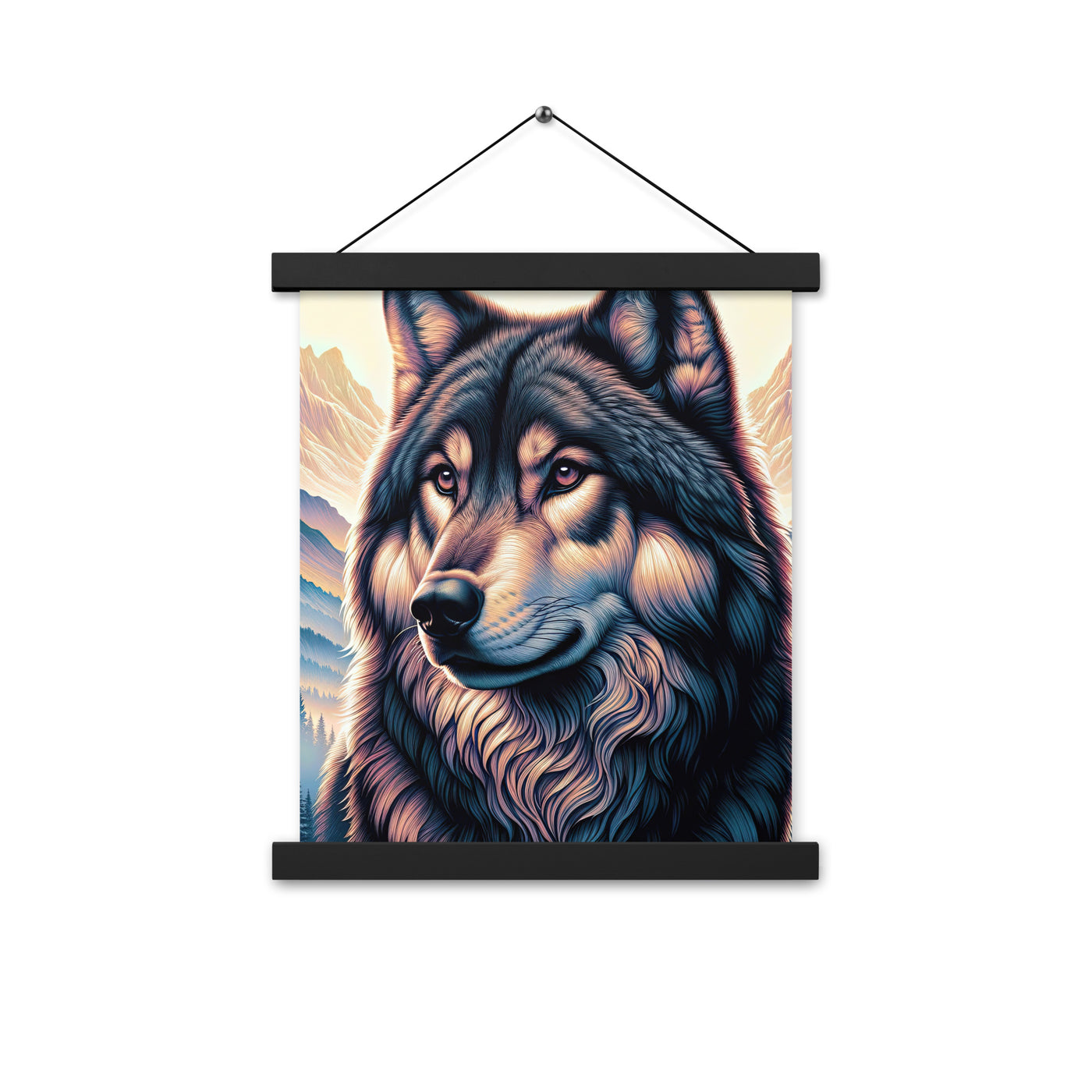 Majestätischer, glänzender Wolf in leuchtender Illustration (AN) - Premium Poster mit Aufhängung xxx yyy zzz 27.9 x 35.6 cm