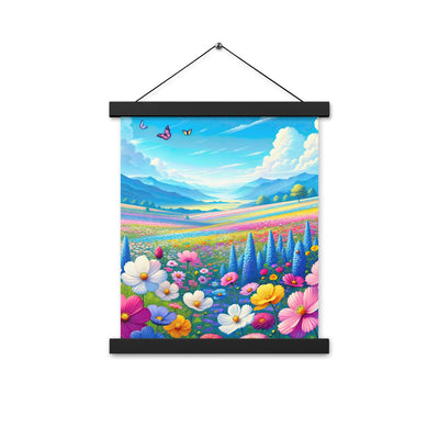 Weitläufiges Blumenfeld unter himmelblauem Himmel, leuchtende Flora - Premium Poster mit Aufhängung camping xxx yyy zzz 27.9 x 35.6 cm