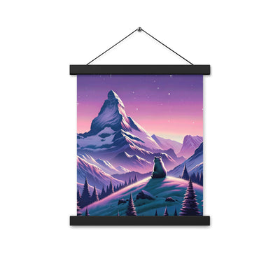 Bezaubernder Alpenabend mit Bär, lavendel-rosafarbener Himmel (AN) - Premium Poster mit Aufhängung xxx yyy zzz 27.9 x 35.6 cm