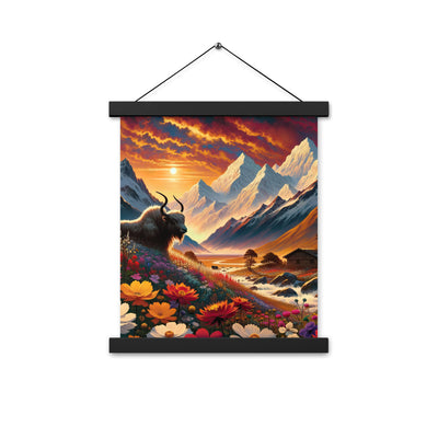 Magischer Alpenabend mit Hochlandkuh und goldener Sonnenkulisse - Premium Poster mit Aufhängung berge xxx yyy zzz 27.9 x 35.6 cm