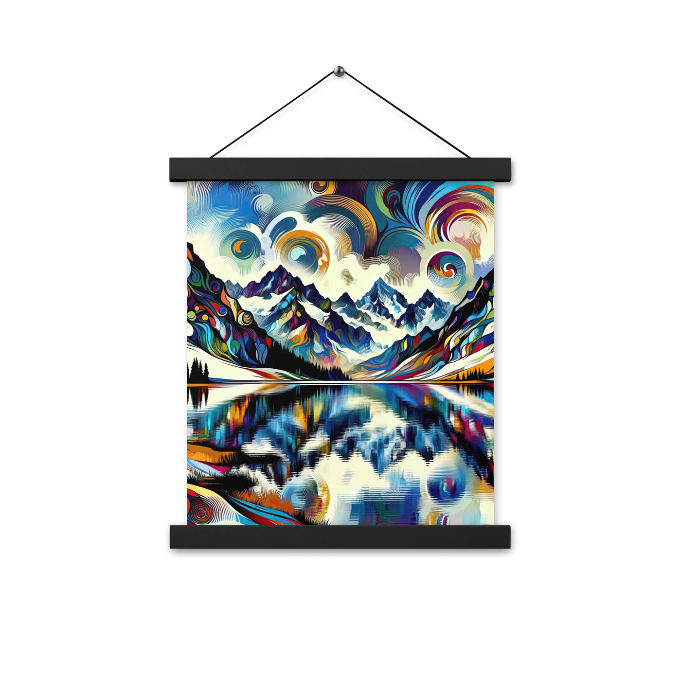 Alpensee im Zentrum eines abstrakt-expressionistischen Alpen-Kunstwerks - Premium Poster mit Aufhängung berge xxx yyy zzz 27.9 x 35.6 cm