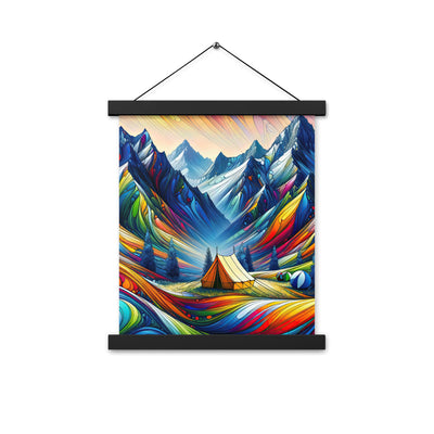 Surreale Alpen in abstrakten Farben, dynamische Formen der Landschaft - Premium Poster mit Aufhängung camping xxx yyy zzz 27.9 x 35.6 cm