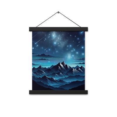Alpen unter Sternenhimmel mit glitzernden Sternen und Meteoren - Premium Poster mit Aufhängung berge xxx yyy zzz 27.9 x 35.6 cm