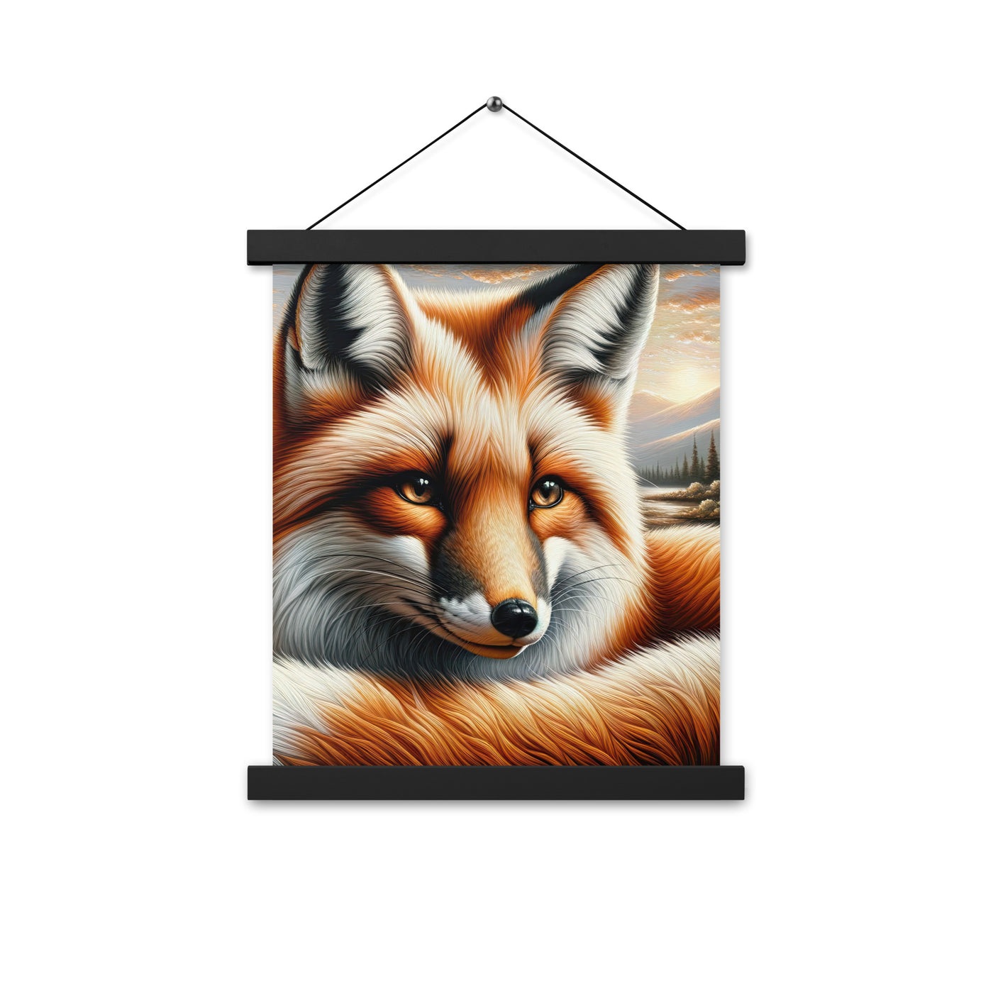 Ölgemälde eines nachdenklichen Fuchses mit weisem Blick - Premium Poster mit Aufhängung camping xxx yyy zzz 27.9 x 35.6 cm