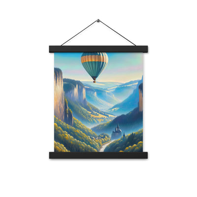 Ölgemälde einer ruhigen Szene in Luxemburg mit Heißluftballon und blauem Himmel - Premium Poster mit Aufhängung berge xxx yyy zzz 27.9 x 35.6 cm