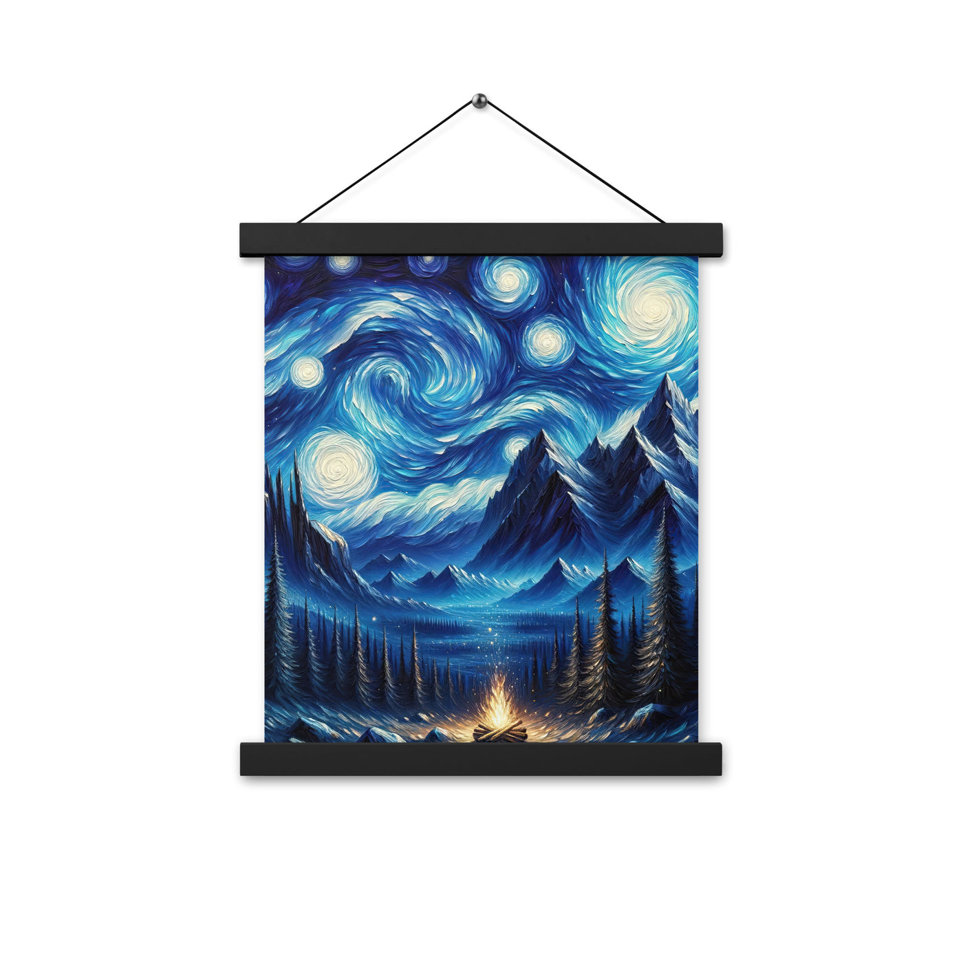 Sternennacht-Stil Ölgemälde der Alpen, himmlische Wirbelmuster - Premium Poster mit Aufhängung berge xxx yyy zzz 27.9 x 35.6 cm