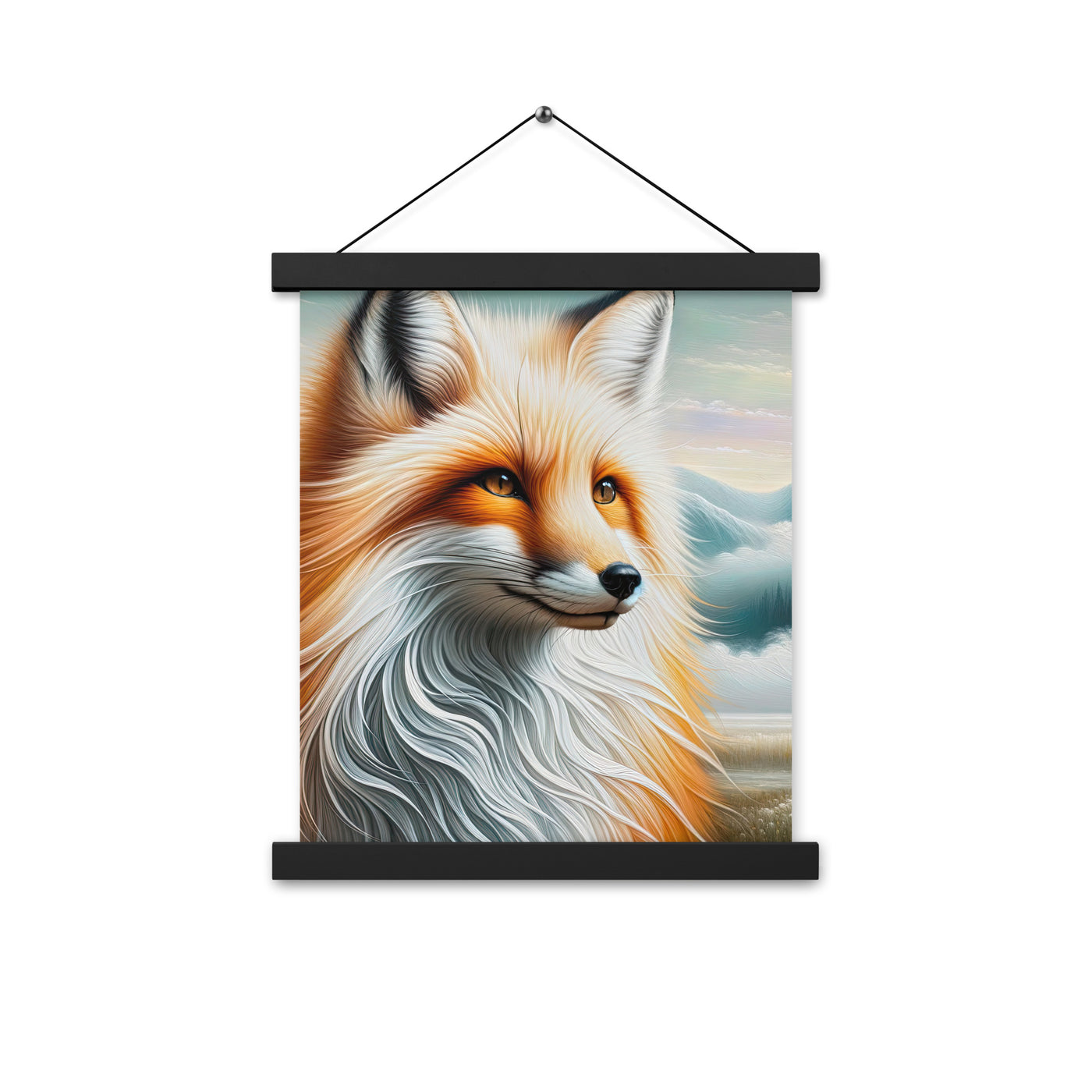 Ölgemälde eines anmutigen, intelligent blickenden Fuchses in Orange-Weiß - Premium Poster mit Aufhängung camping xxx yyy zzz 27.9 x 35.6 cm