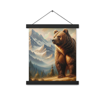 Ölgemälde eines königlichen Bären vor der majestätischen Alpenkulisse - Premium Poster mit Aufhängung camping xxx yyy zzz 27.9 x 35.6 cm
