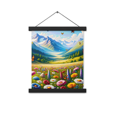 Ölgemälde einer ruhigen Almwiese, Oase mit bunter Wildblumenpracht - Premium Poster mit Aufhängung camping xxx yyy zzz 27.9 x 35.6 cm