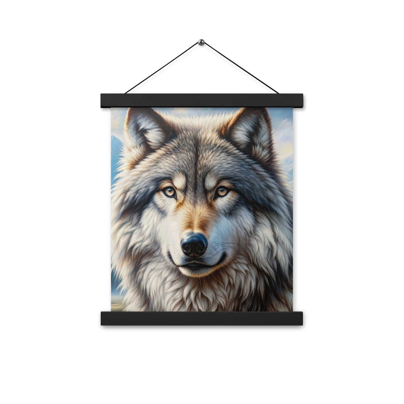 Porträt-Ölgemälde eines prächtigen Wolfes mit faszinierenden Augen (AN) - Premium Poster mit Aufhängung xxx yyy zzz 27.9 x 35.6 cm