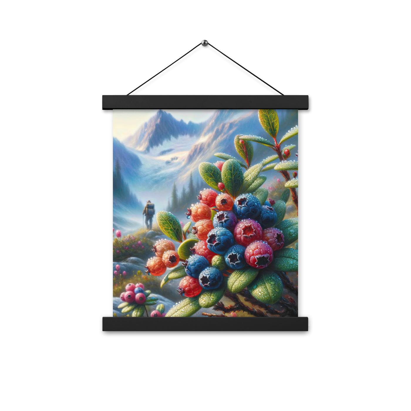 Ölgemälde einer Nahaufnahme von Alpenbeeren in satten Farben und zarten Texturen - Premium Poster mit Aufhängung wandern xxx yyy zzz 27.9 x 35.6 cm