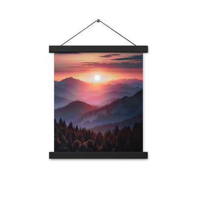 Foto der Alpenwildnis beim Sonnenuntergang, Himmel in warmen Orange-Tönen - Premium Poster mit Aufhängung berge xxx yyy zzz 27.9 x 35.6 cm