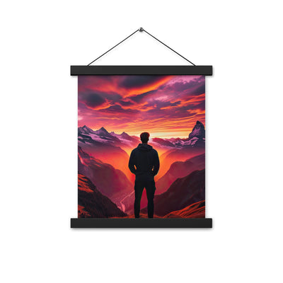 Foto der Schweizer Alpen im Sonnenuntergang, Himmel in surreal glänzenden Farbtönen - Premium Poster mit Aufhängung wandern xxx yyy zzz 27.9 x 35.6 cm
