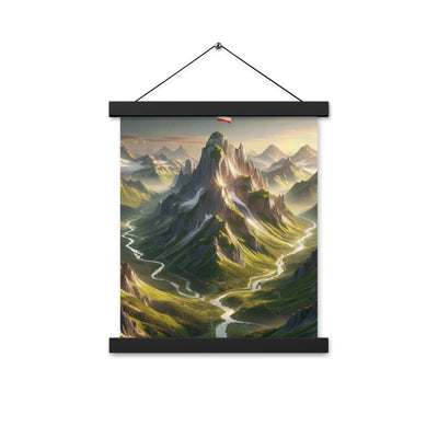 Fotorealistisches Bild der Alpen mit österreichischer Flagge, scharfen Gipfeln und grünen Tälern - Enhanced Matte Paper Poster With berge xxx yyy zzz 27.9 x 35.6 cm