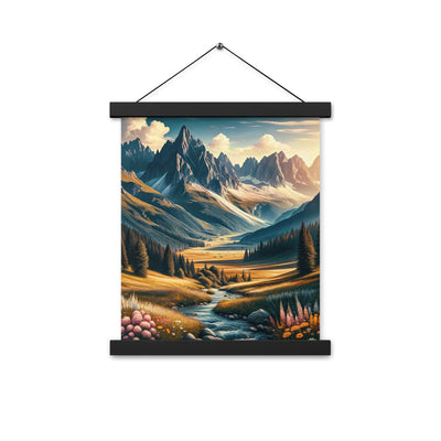 Quadratisches Kunstwerk der Alpen, majestätische Berge unter goldener Sonne - Premium Poster mit Aufhängung berge xxx yyy zzz 27.9 x 35.6 cm