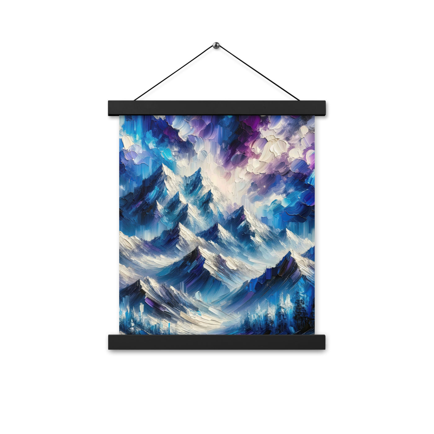 Alpenabstraktion mit dramatischem Himmel in Öl - Premium Poster mit Aufhängung berge xxx yyy zzz 27.9 x 35.6 cm