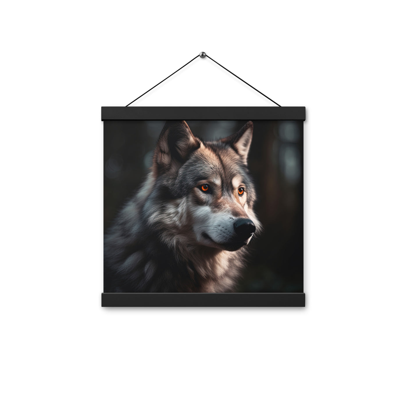 Wolf Porträt - Fotorealistische Malerei - Premium Poster mit Aufhängung camping xxx 30.5 x 30.5 cm