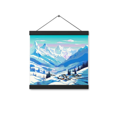 Berge und Schnee - Landschaft - Premium Poster mit Aufhängung ski xxx 30.5 x 30.5 cm