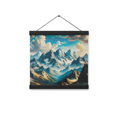 Ein Gemälde von Bergen, das eine epische Atmosphäre ausstrahlt. Kunst der Frührenaissance - Premium Poster mit Aufhängung berge xxx yyy zzz 30.5 x 30.5 cm