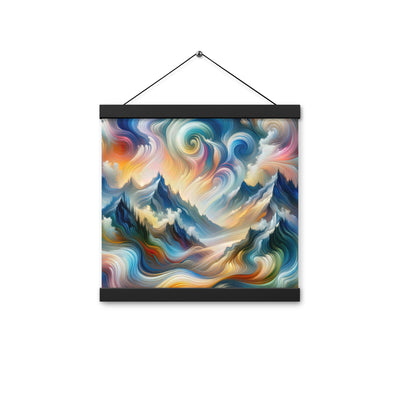 Ätherische schöne Alpen in lebendigen Farbwirbeln - Abstrakte Berge - Premium Poster mit Aufhängung berge xxx yyy zzz 30.5 x 30.5 cm