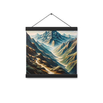 Berglandschaft: Acrylgemälde mit hervorgehobenem Pfad - Premium Poster mit Aufhängung berge xxx yyy zzz 30.5 x 30.5 cm