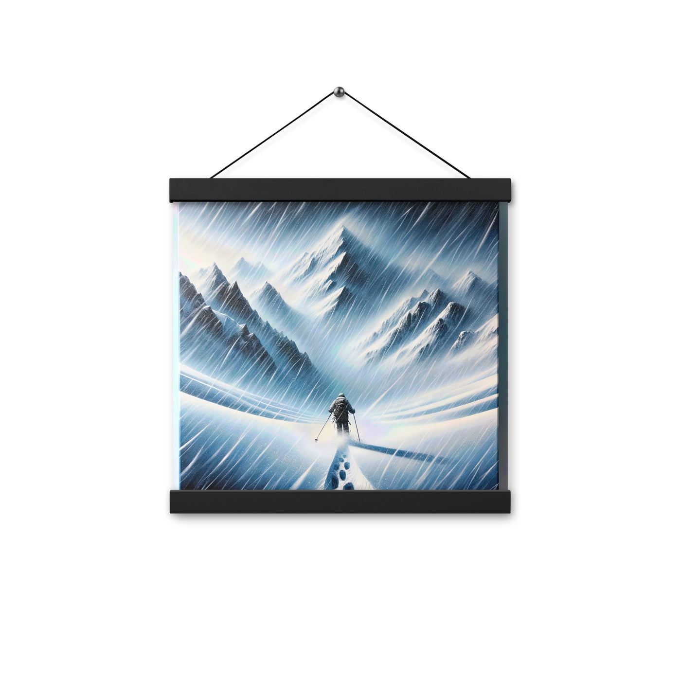 Wanderer und Bergsteiger im Schneesturm: Acrylgemälde der Alpen - Premium Poster mit Aufhängung wandern xxx yyy zzz 30.5 x 30.5 cm