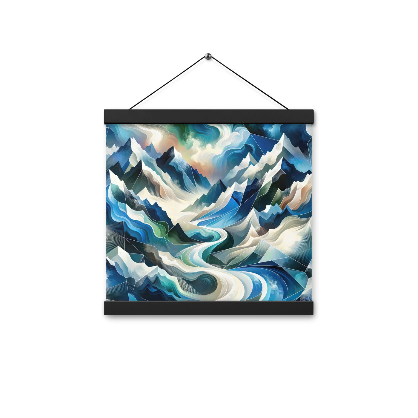 Abstrakte Kunst der Alpen, die geometrische Formen verbindet, um Berggipfel, Täler und Flüsse im Schnee darzustellen. . - Enhanced Matte berge xxx yyy zzz 30.5 x 30.5 cm