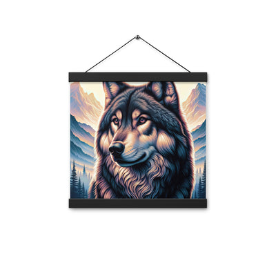 Majestätischer, glänzender Wolf in leuchtender Illustration (AN) - Premium Poster mit Aufhängung xxx yyy zzz 30.5 x 30.5 cm